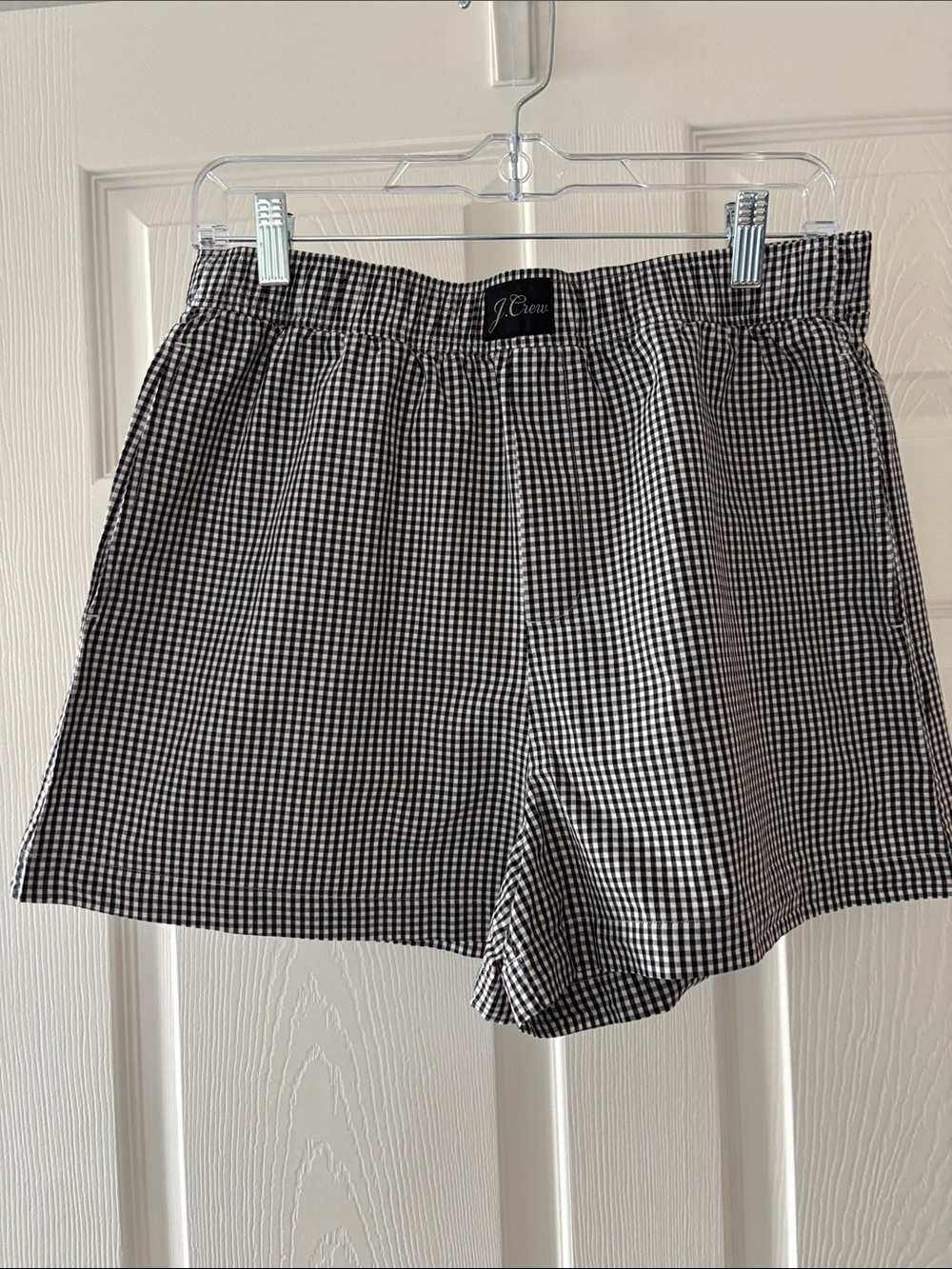 J. Crew Black & White Gingham Boxer Shorts with Pockets - washed, never worn